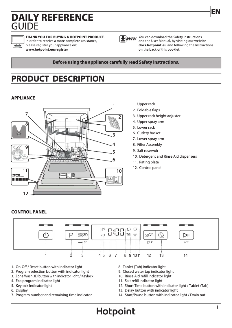 Page 1 de la notice Mode d'emploi Hotpoint HFC 3C26 W C UK