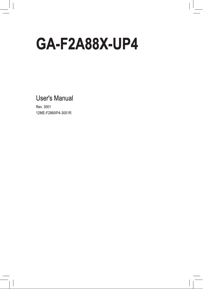 Image de la première page du manuel de l'appareil GA-F2A88X-UP4