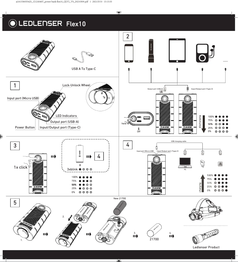 Page 1 de la notice Manuel utilisateur Ledlenser Flex10