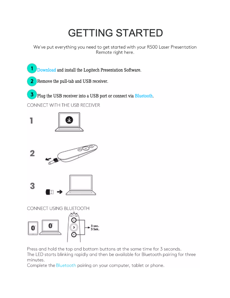 Page n°1 - Manuel utilisateur Logitech R500