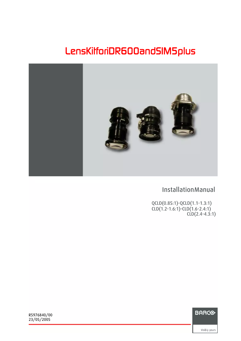 Page n°1 - Manuel utilisateur Barco R9849860