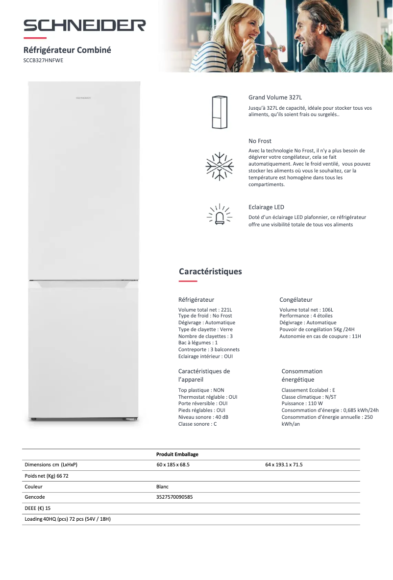 Image de la première page du manuel de l'appareil SCCB327HNFWE