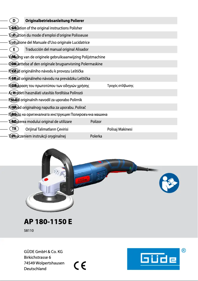 Page 1 de la notice Manuel utilisateur Güde AP 180-1150 E