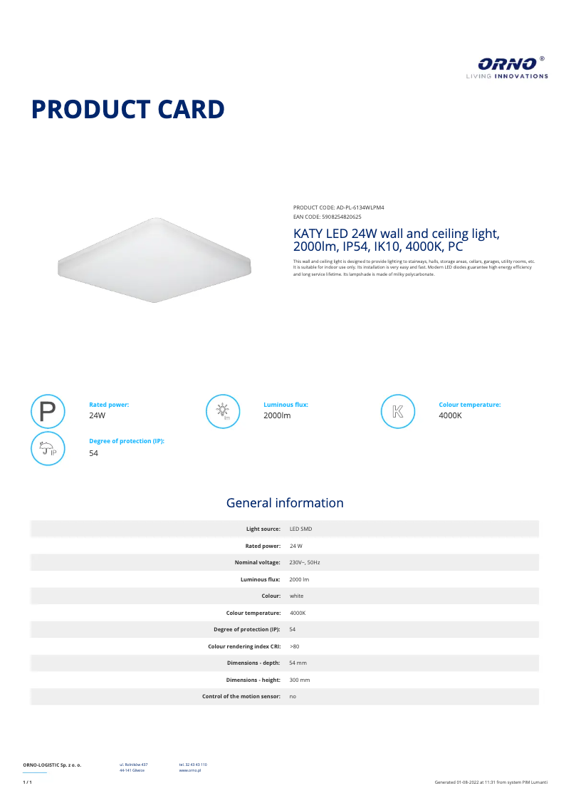 Image de la première page du manuel de l'appareil AD-PL-6134WLPM4