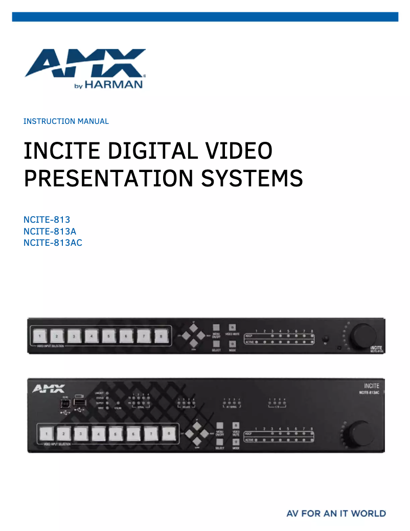 Page n°1 - Manuel utilisateur AMX NCITE-813A