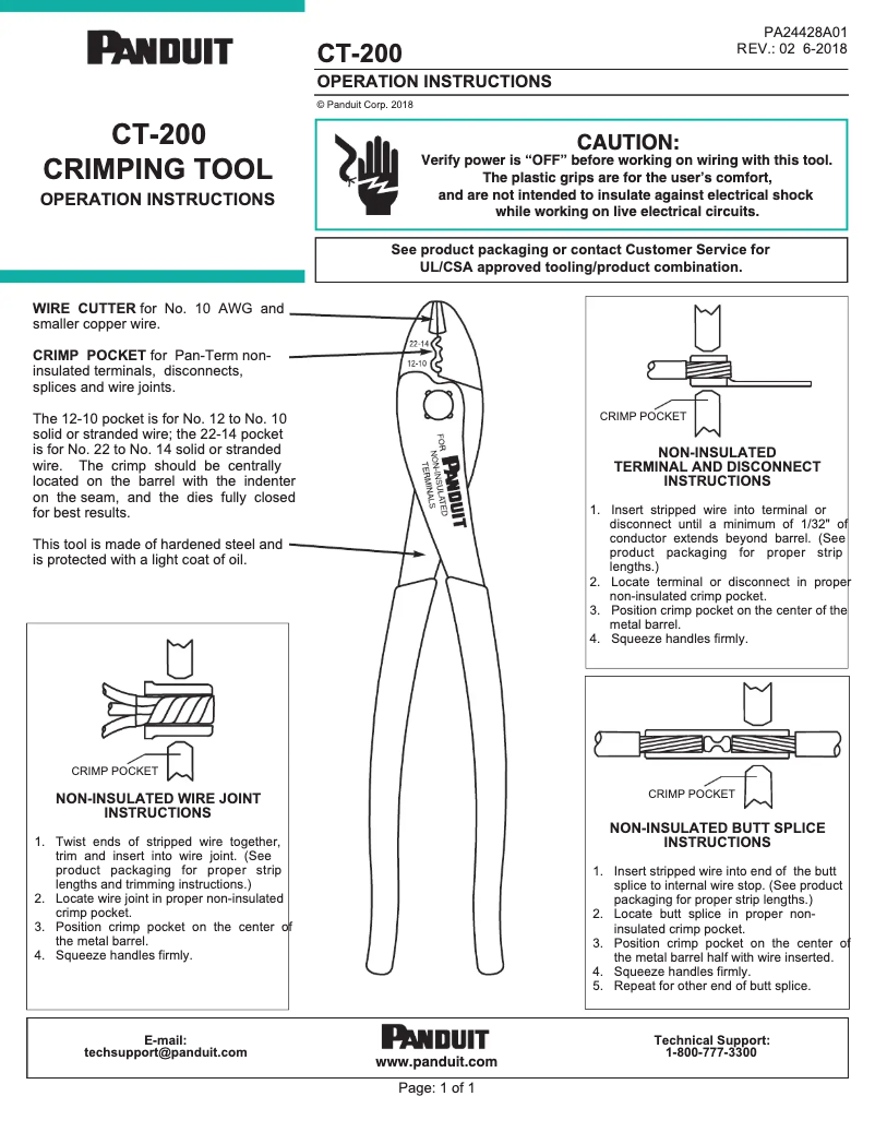 Page n°1 - Manuel utilisateur Panduit CT-200