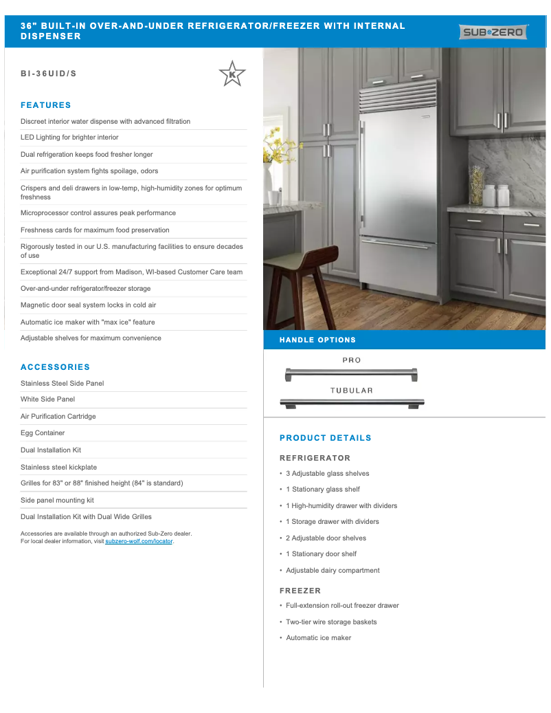 Page n°1 - Manuel utilisateur Sub-Zero BI36UIDSPHLH