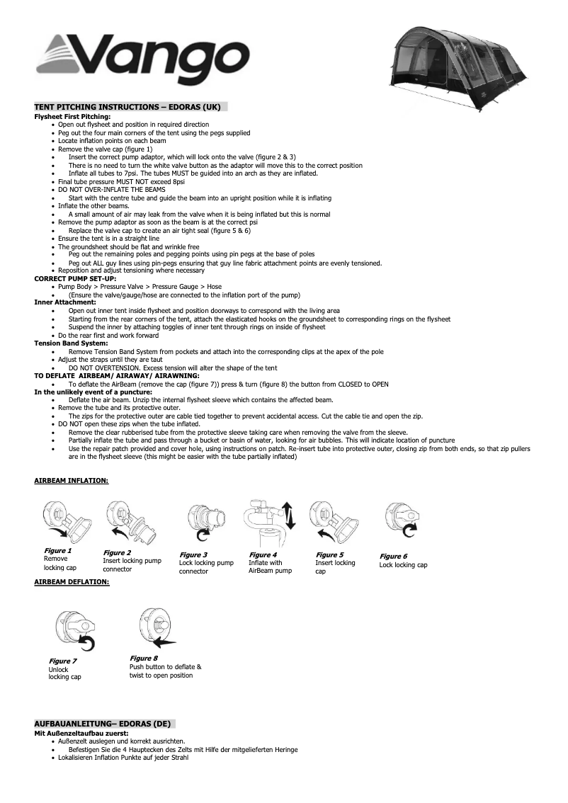 Page n°1 - Manuel utilisateur Vango Edoras 500XL