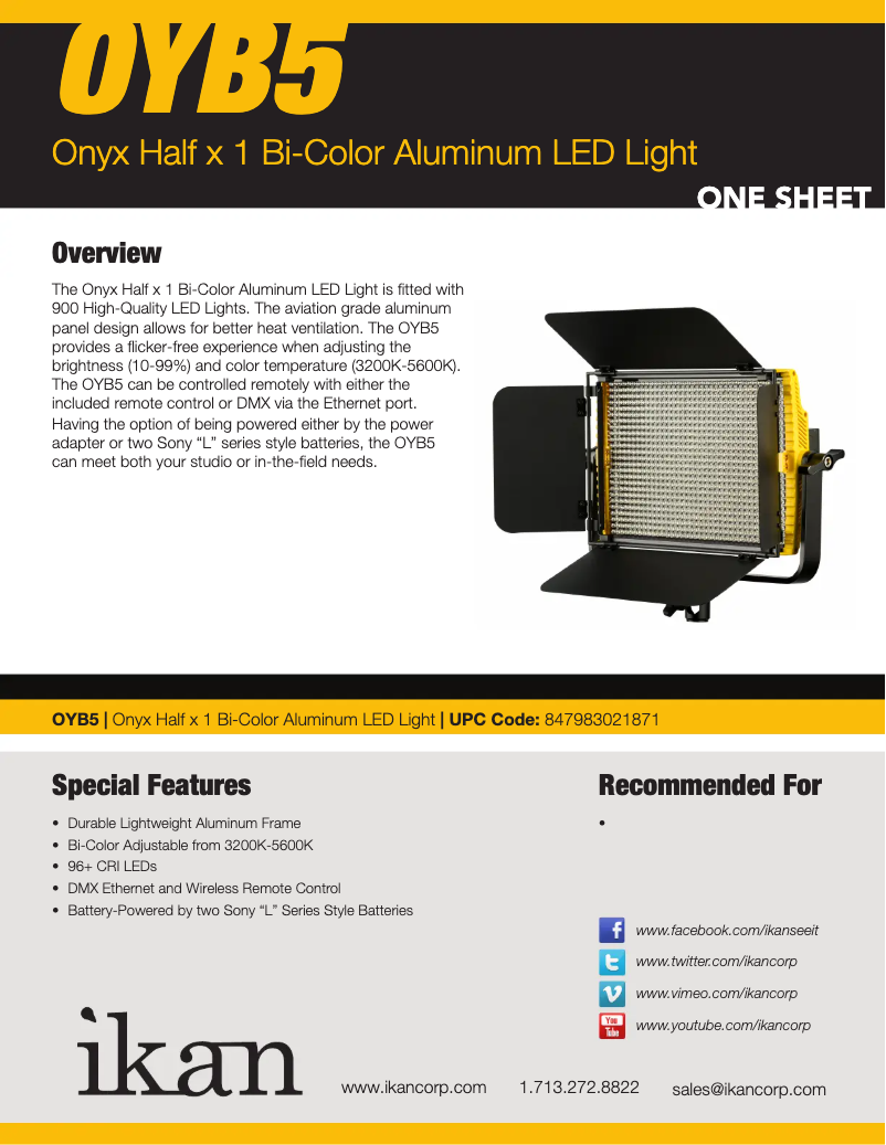 Page 1 of the manual User Manual Ikan OYB5