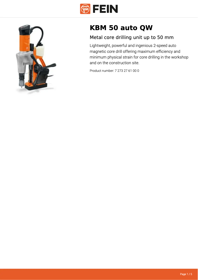 Página 1 del manual Ficha técnica Fein KBM 50 auto QW