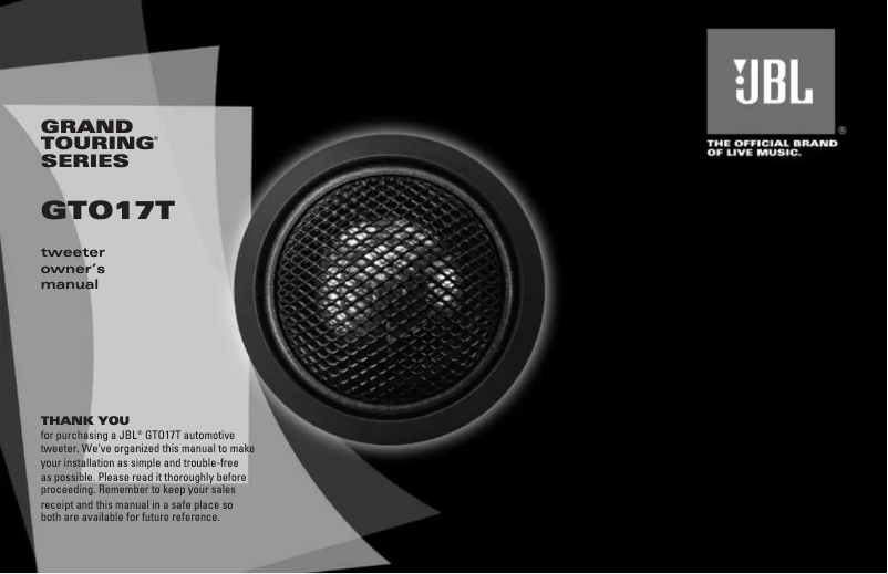 Page 1 de la notice Manuel utilisateur JBL Grand Touring GTO17T