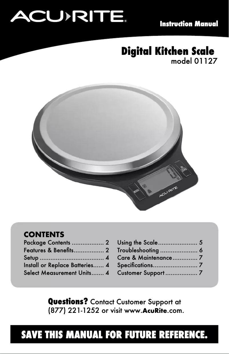 Page n°1 - Manuel utilisateur AcuRite 01127