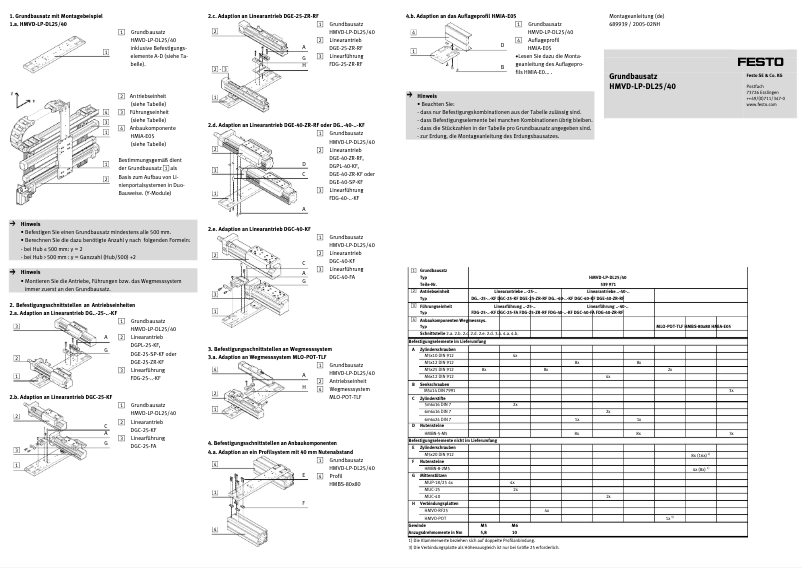 Page 1 de la notice Manuel utilisateur Festo HMVD-LP-DL25/40