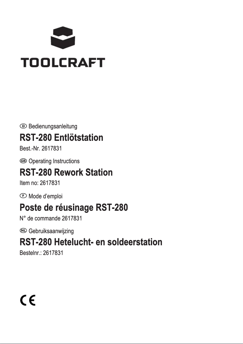 Page 1 de la notice Manuel utilisateur Toolcraft RST-280