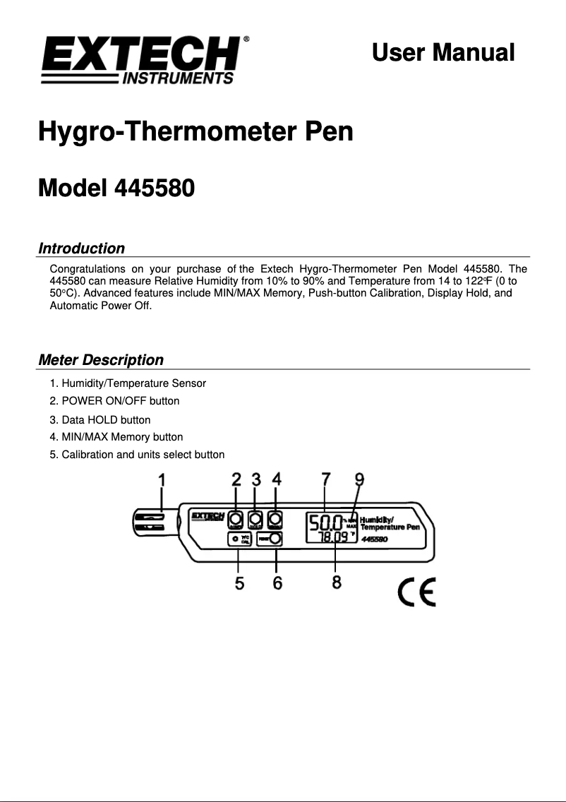 Página 1 del manual Manual de usuario Extech 445580