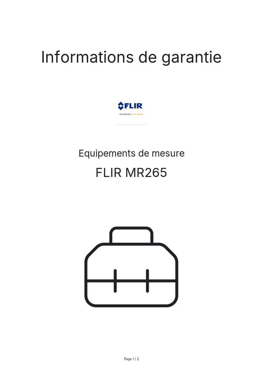 Image de la première page du manuel de l'appareil MR265