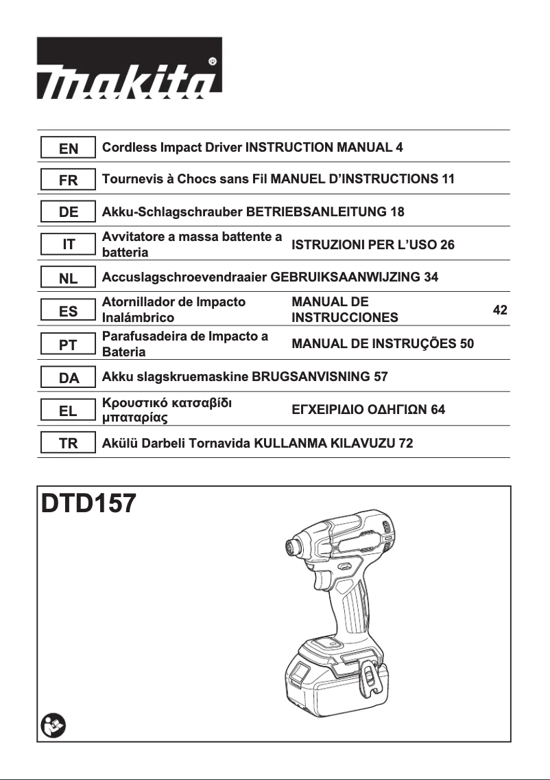 Page 1 de la notice Manuel utilisateur Makita DTD157RTJ