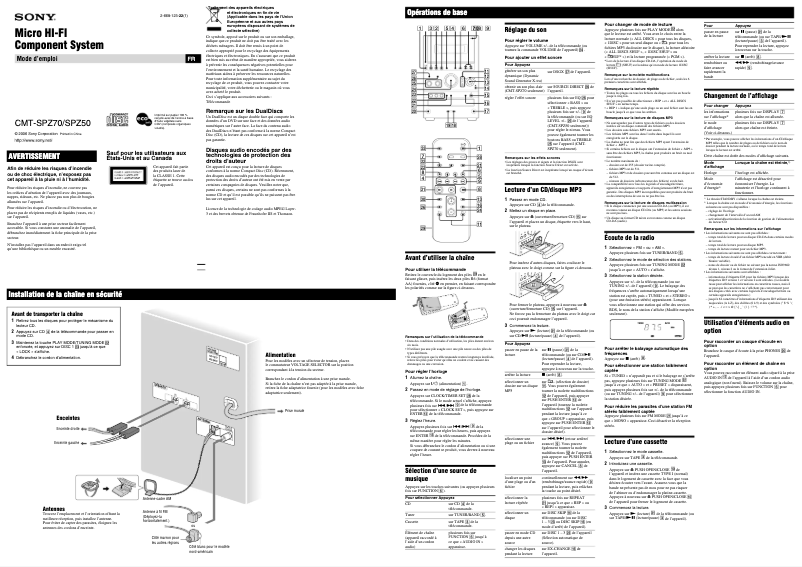 Page n°1 - Manuel utilisateur Sony CMT-SPZ70