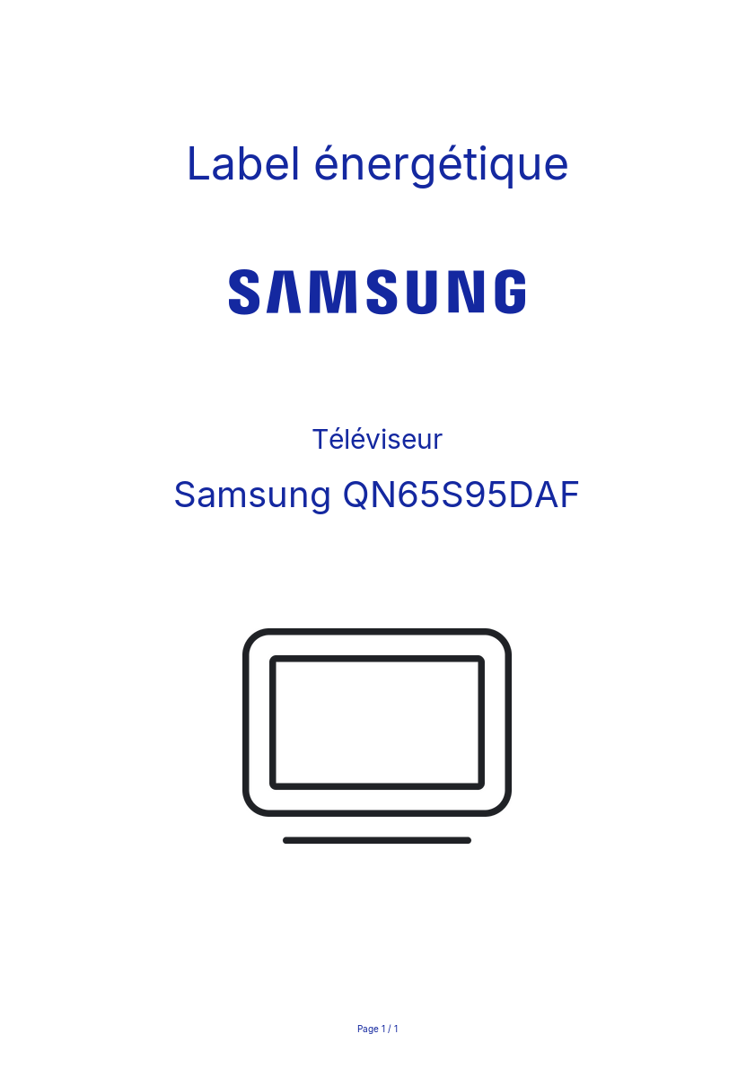 Page n°1 - Label énergétique Samsung QN65S95DAF