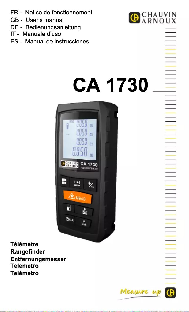Page 1 de la notice Manuel utilisateur Chauvin Arnoux CA 1730