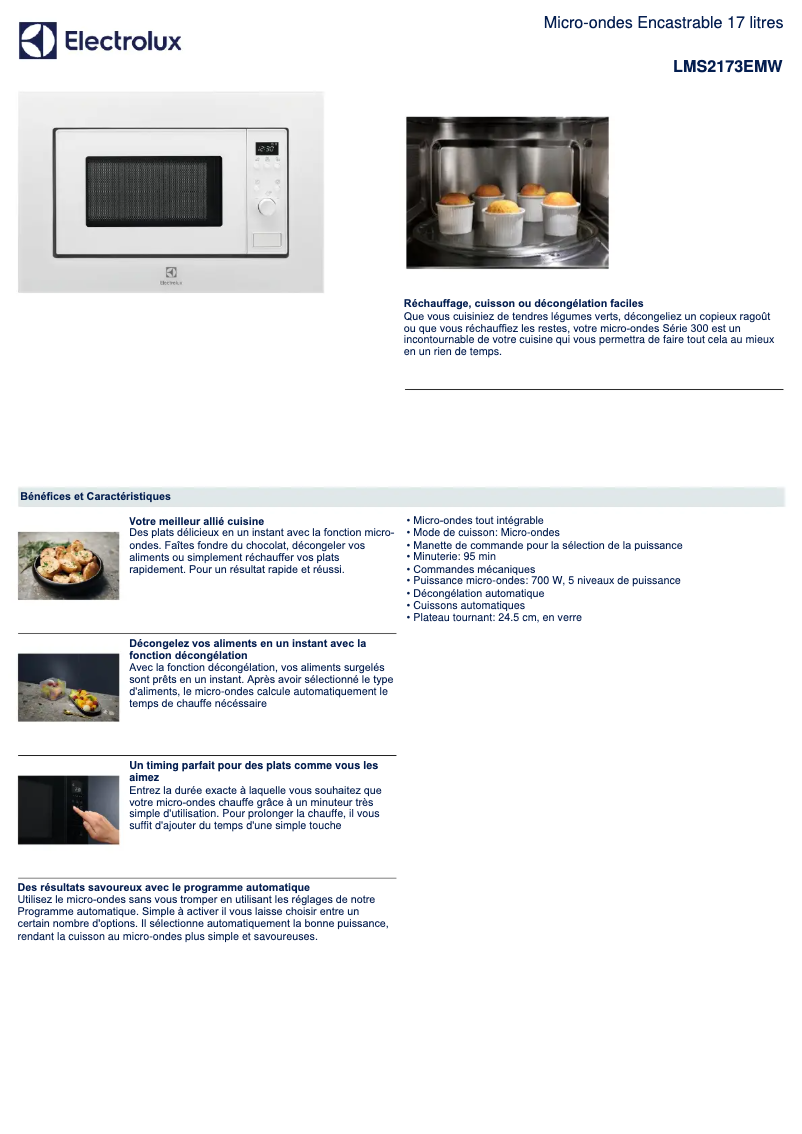 Page n°1 - Fiche technique Electrolux LMS2173EMW