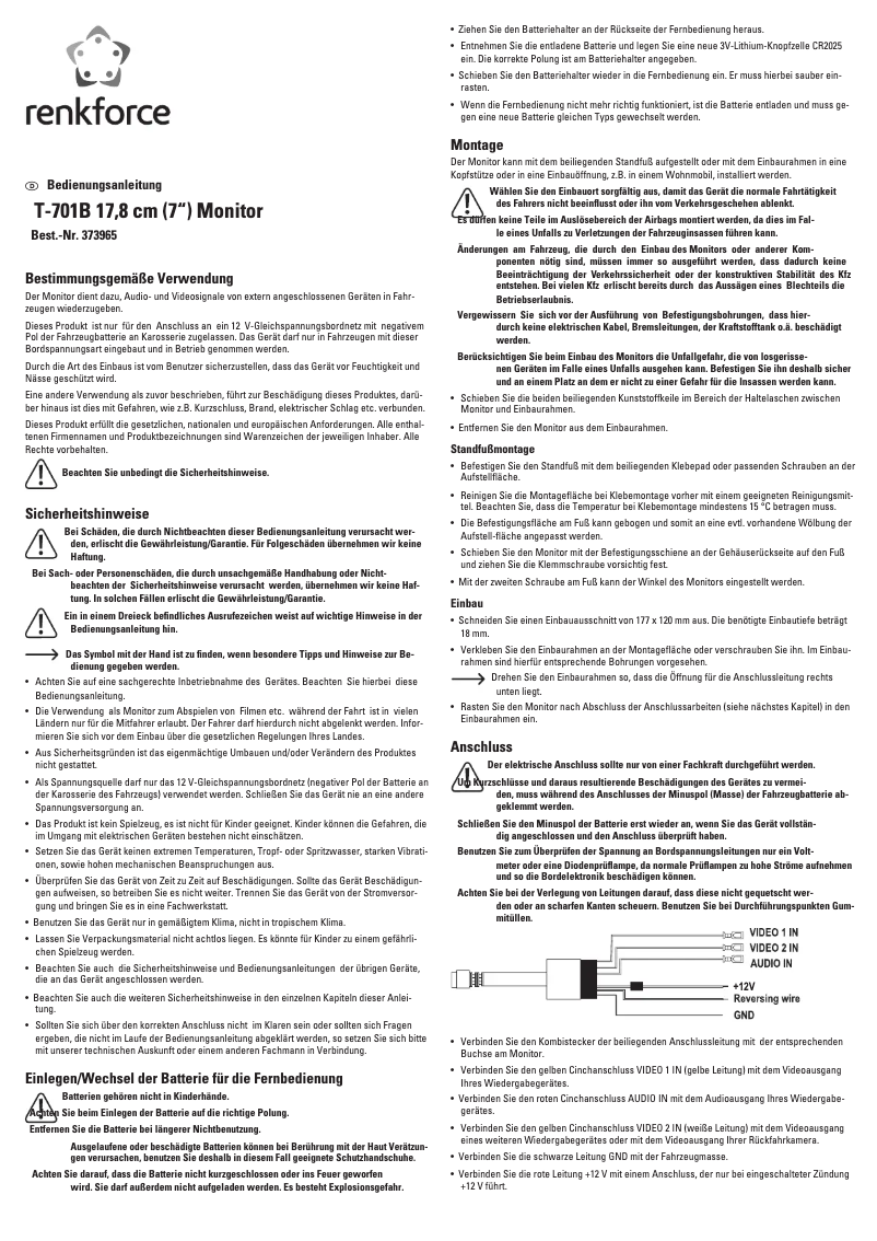 Página 1 del manual Manual de usuario Renkforce T-701B