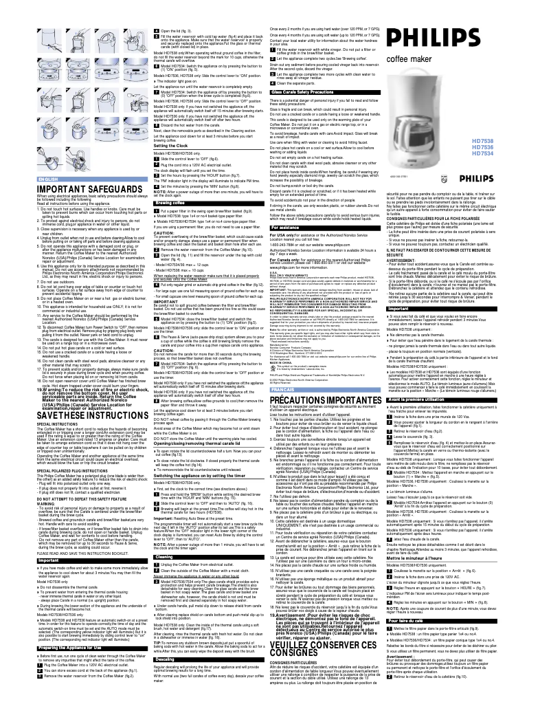 Page 1 of the manual User Manual Philips HD7538