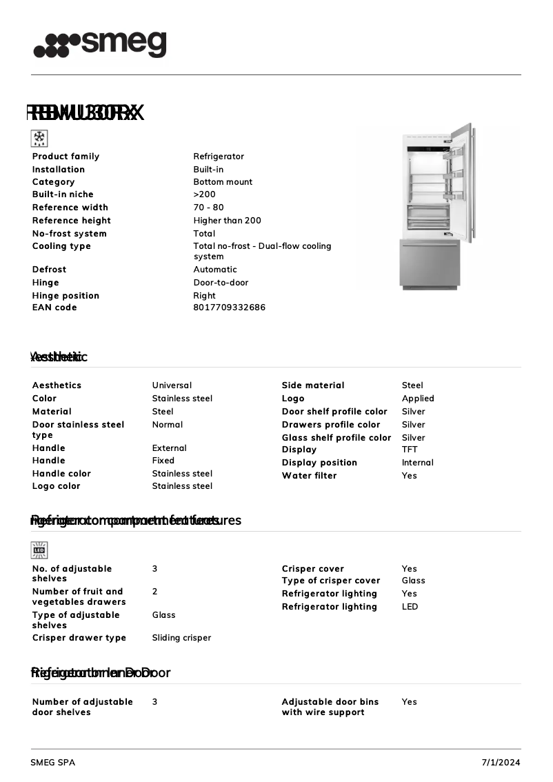 Page n°1 - Fiche technique Smeg RBMU30RX