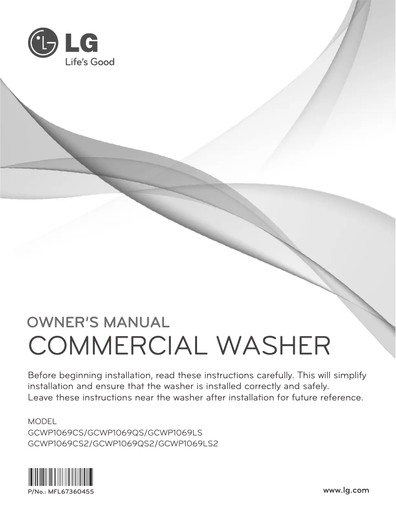 Page n°1 - Manuel utilisateur LG GCWP1069CS