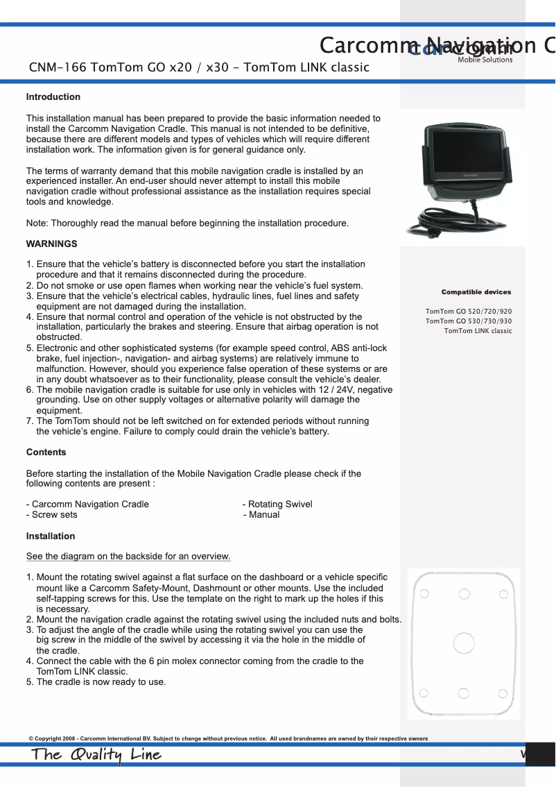 Page n°1 - Manuel utilisateur Carcomm 42000166