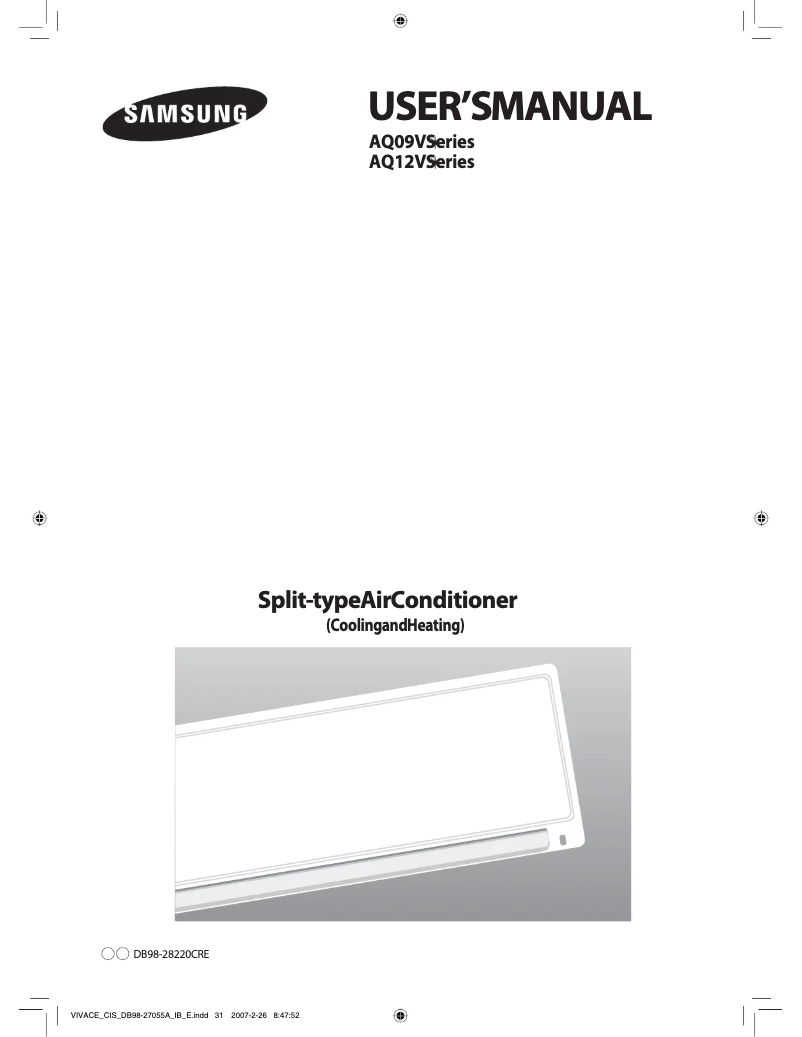 Page n°1 - Manuel utilisateur Samsung AQ09VBLX