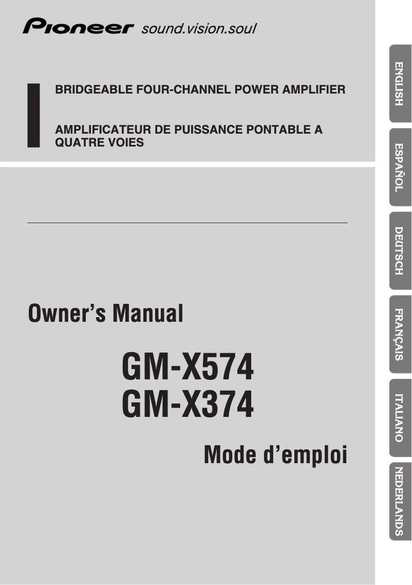 Page n°1 - Manuel utilisateur Pioneer GM-X574