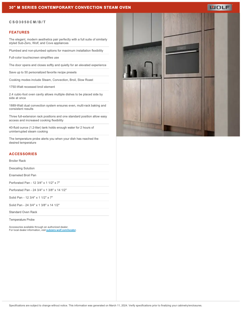 Page 1 de la notice Manuel utilisateur Wolf CSO3050CT