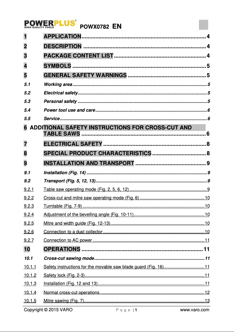Image de la première page du manuel de l'appareil POWX0782