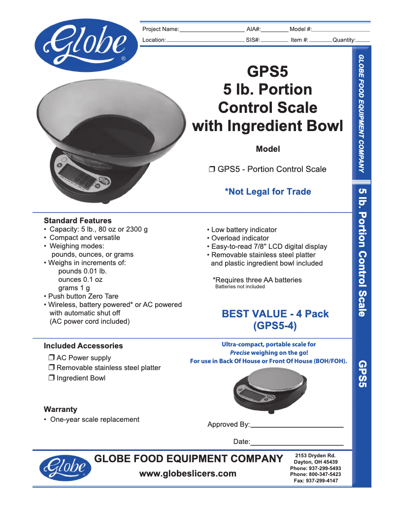 Page 1 de la notice Manuel d'utilisation et d'entretien Globe GPS5