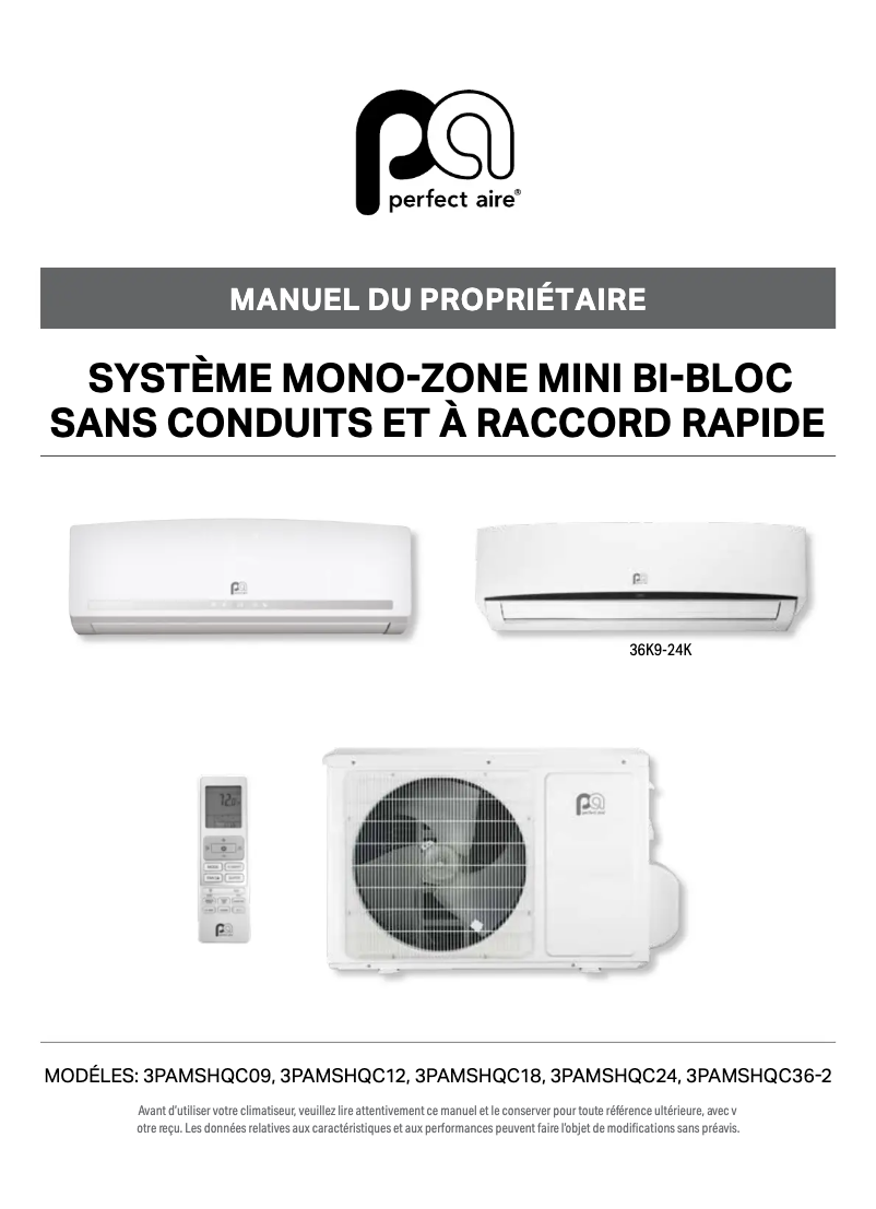 Page n°1 - Manuel utilisateur Perfect Aire 3PAMSHQC36-2