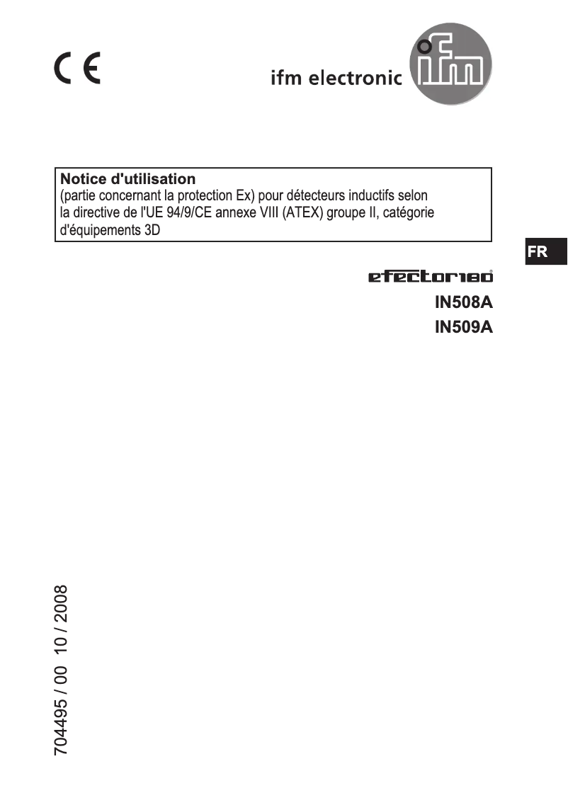 Page 1 de la notice Manuel utilisateur IFM IN508A