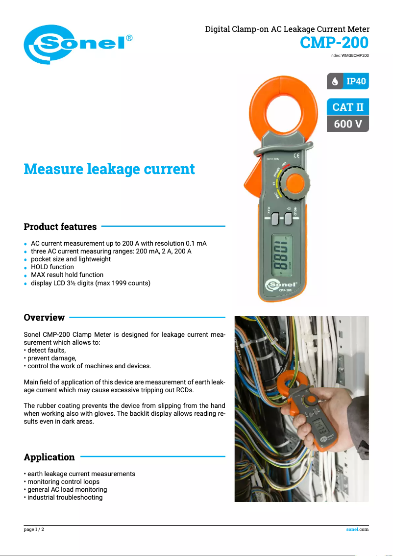 Image de la première page du manuel de l'appareil CMP-200