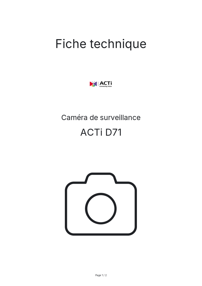 Image de la première page du manuel de l'appareil D71