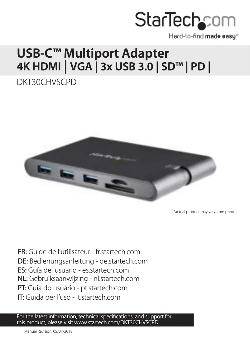 Image de la première page du manuel de l'appareil DKT30CHVSCPD