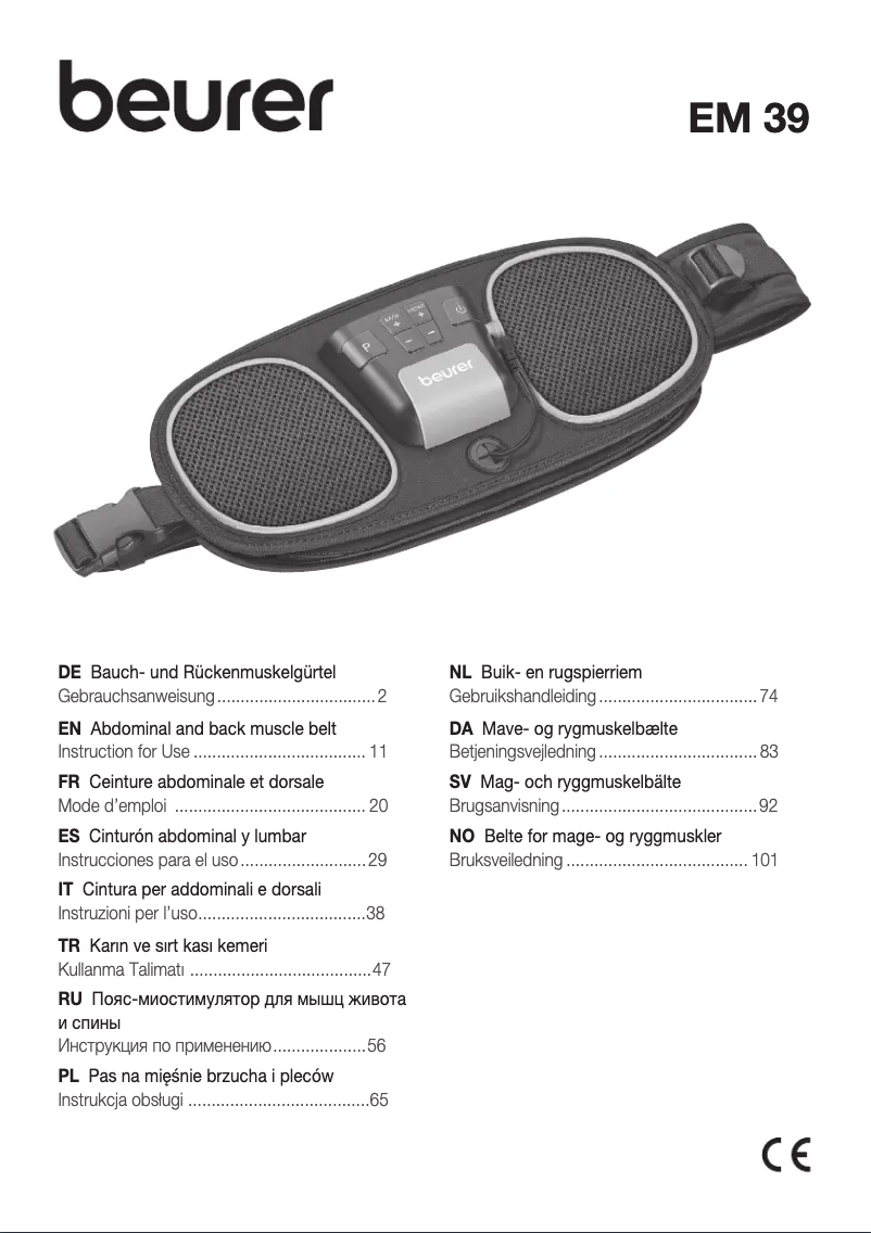 Page 1 de la notice Manuel utilisateur Beurer EM 39