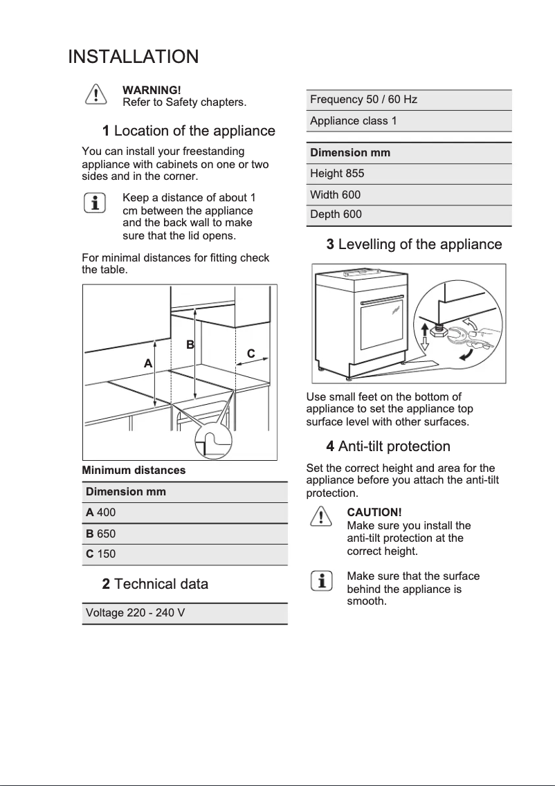 Page n°1 - Guide d'installation Electrolux EKS61300OX