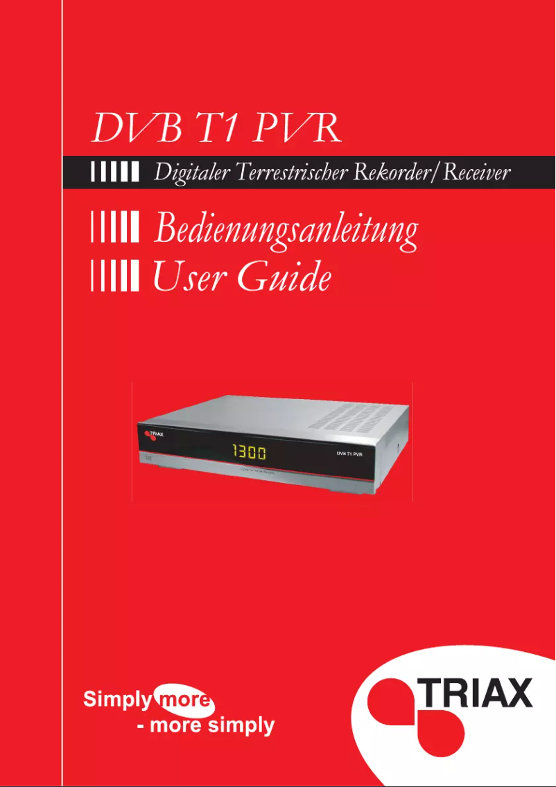 Page 1 de la notice Manuel utilisateur Triax DVB T1 PVR