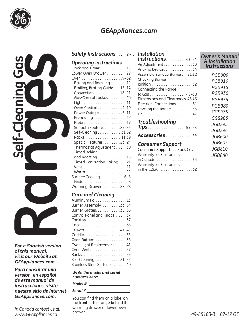 Page n°1 - Manuel utilisateur Adora JGB605DETBB