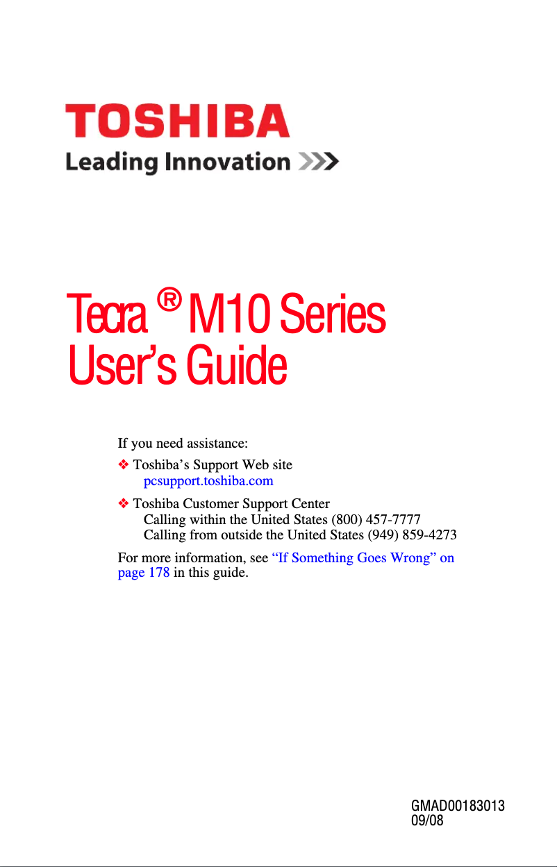 Page n°1 - Manuel utilisateur Toshiba Tecra M10