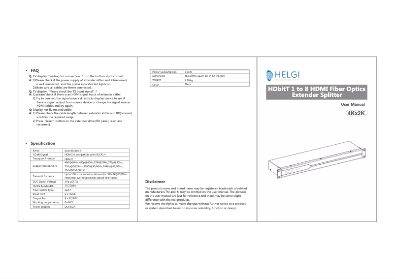 Page n°1 - Manuel utilisateur HELGI HLG0318-4K-FC