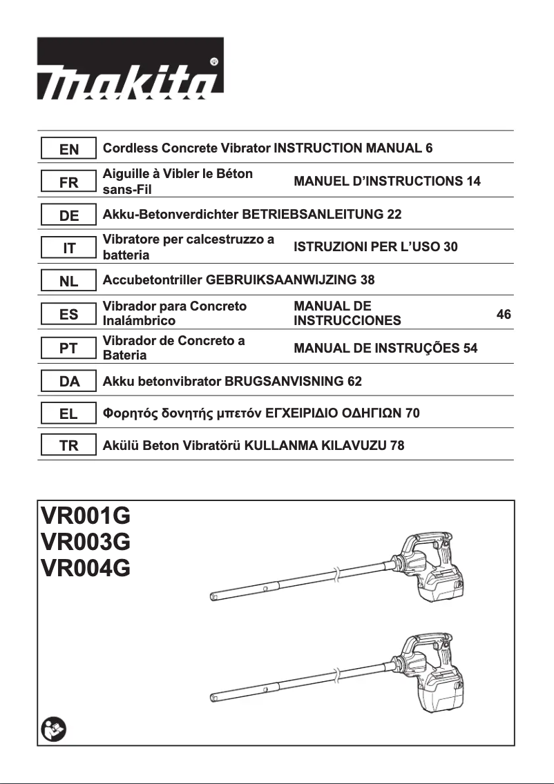 Page n°1 - Manuel utilisateur Makita VR001G