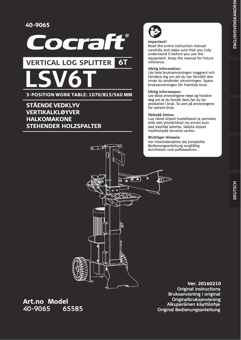 Page n°1 - Manuel utilisateur Cocraft LSV6T
