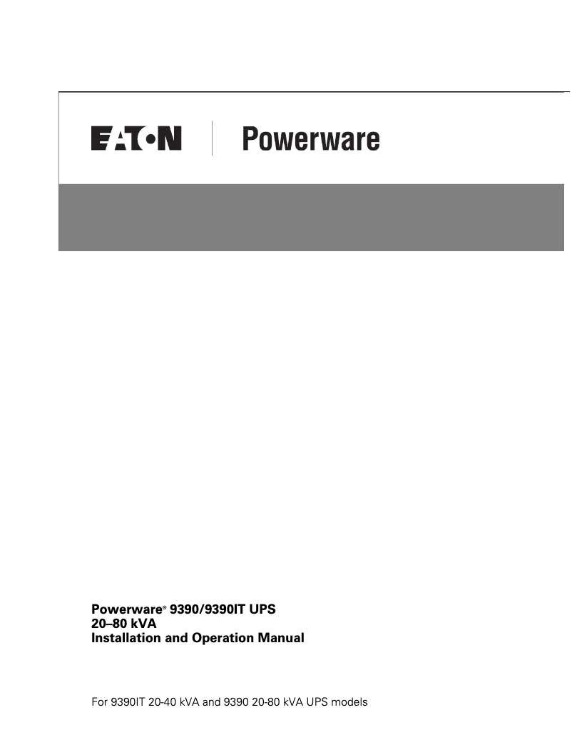 Page n°1 - Manuel utilisateur Eaton Powerware 9390IT