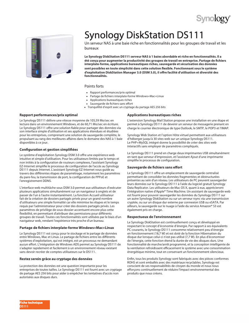 Image de la première page du manuel de l'appareil DS111
